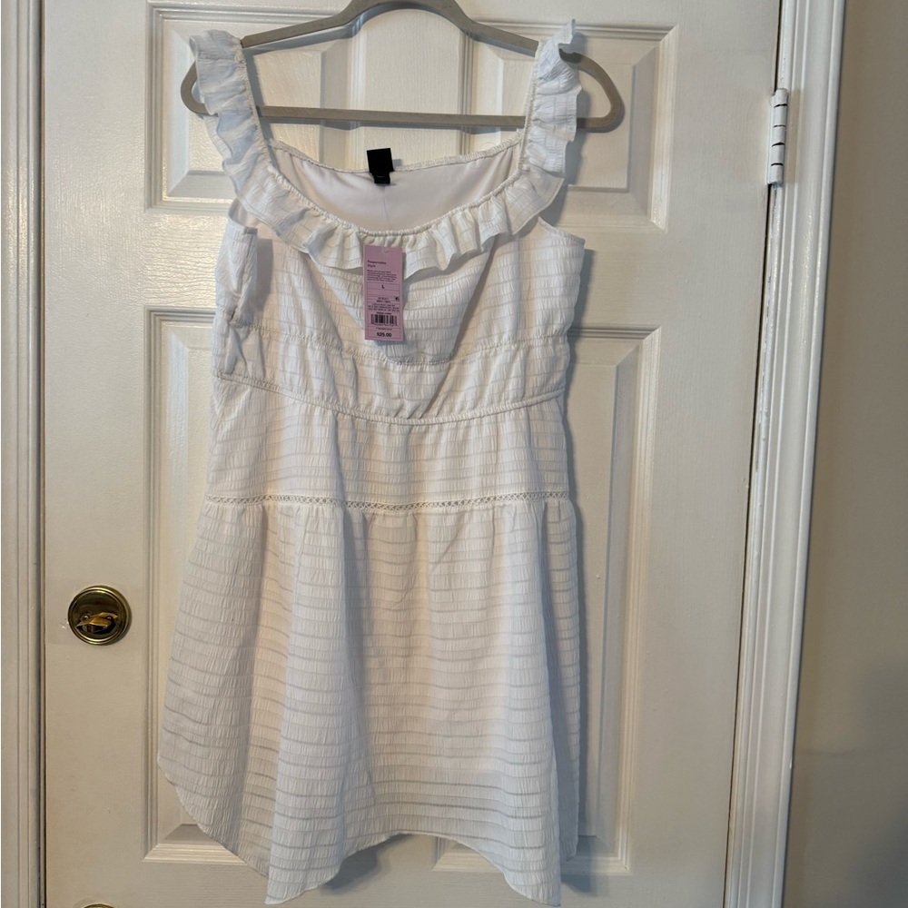 wild fable White Ruffle-Trim Mini Sundress